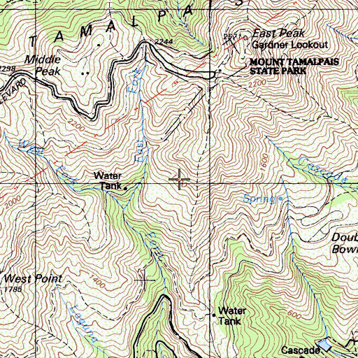 Topographic Map of Throckmorton Trail, CA