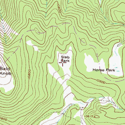 Topographic Map of Slab Park, CO