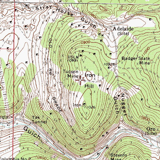 Topographic Map of Iron Hill, CO