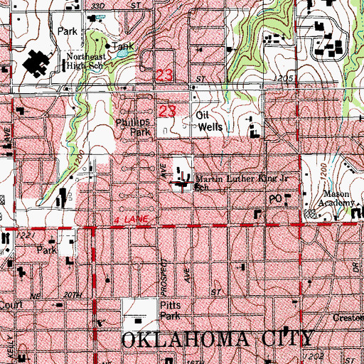 Topographic Map of Greater Bethel Baptist Church, OK