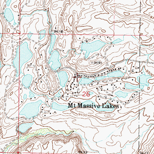 Topographic Map of Mount Massive Lakes, CO
