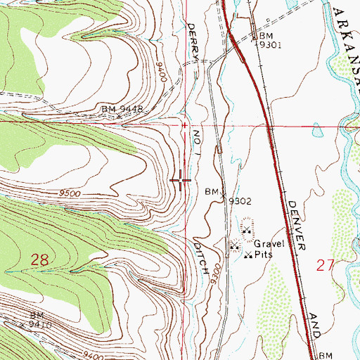 Topographic Map of Derry Number 1 Ditch, CO