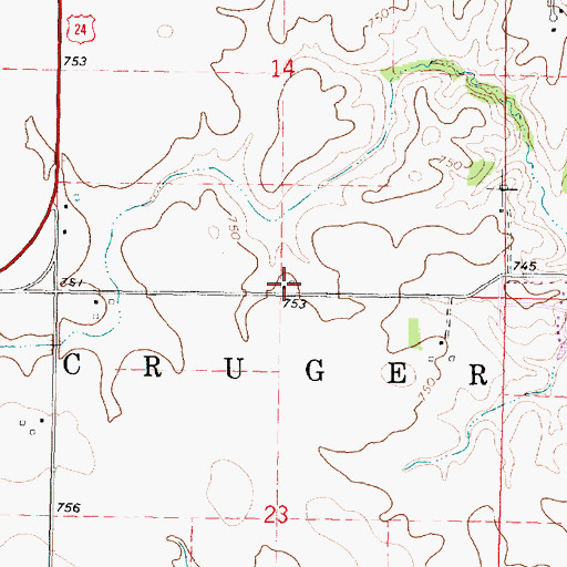 Topographic Map of Ray School (historical), IL