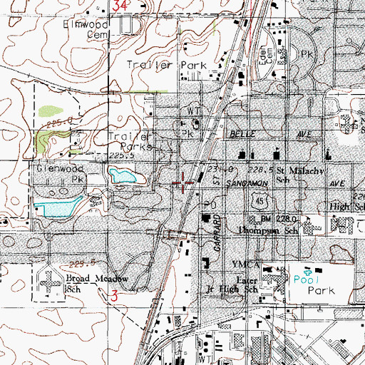 Topographic Map of Rantoul United Pentecostal Church, IL