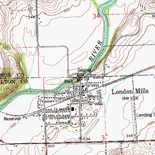 Topographic Map of London Mills Bridge (historical), IL