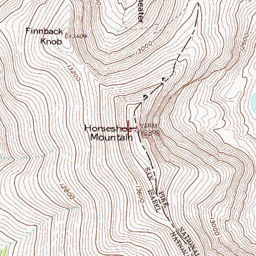 Topographic Map of Horseshoe Mountain, CO