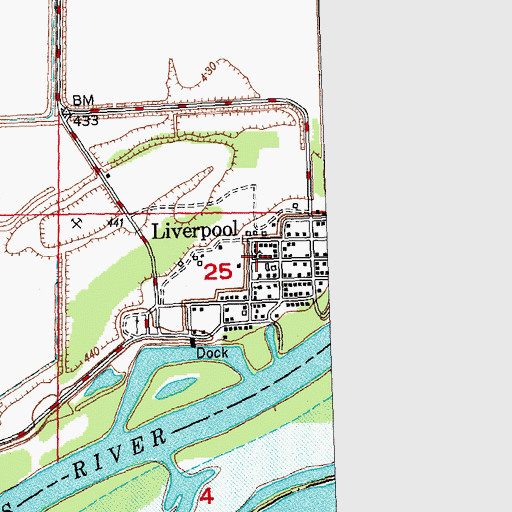 Topographic Map of Liverpool School (historical), IL
