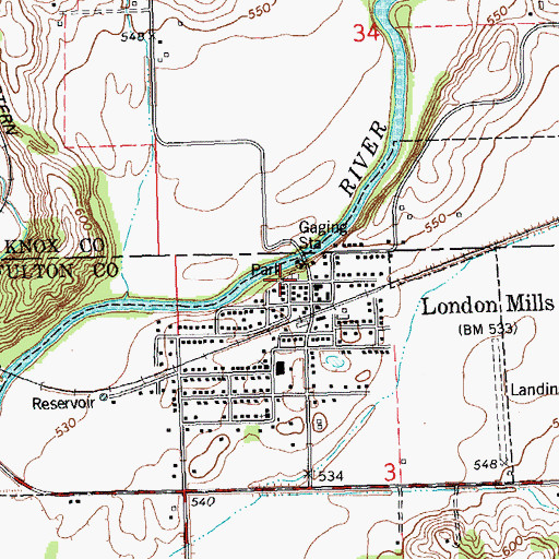 Topographic Map of London Mills School (historical), IL
