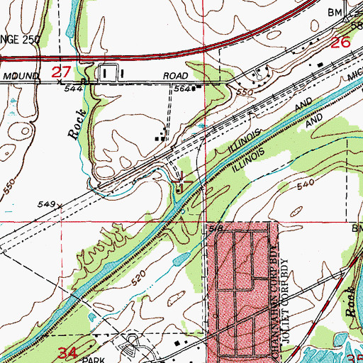 Topographic Map of Rock Run Park, IL