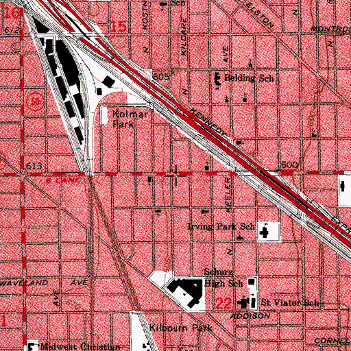 Topographic Map of Irving Park, IL