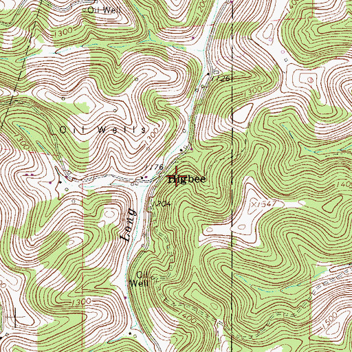 Topographic Map of Highbee Post Office (historical), PA
