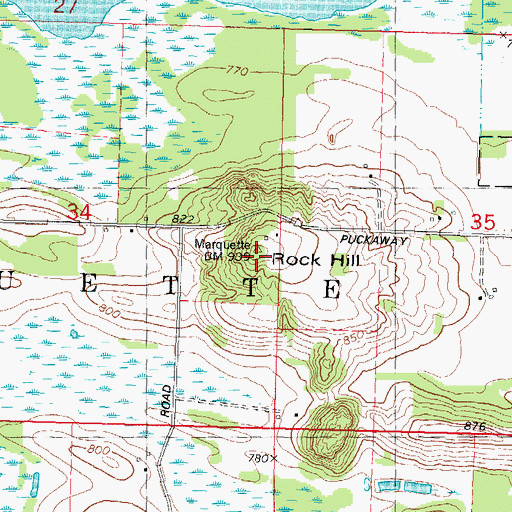 Topographic Map of Rock Hill, WI