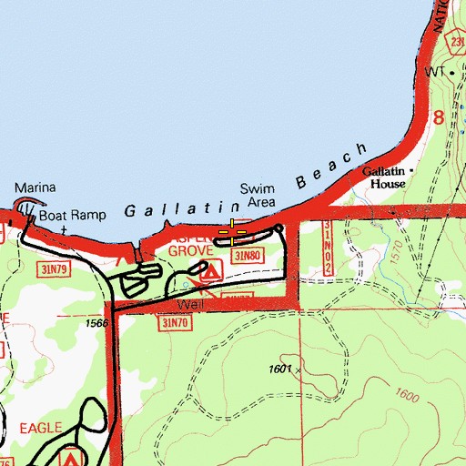 Topographic Map of Gallatin Picnic Area, CA