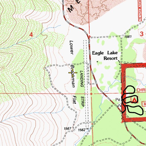 Topographic Map of Lower Brockman Flat, CA