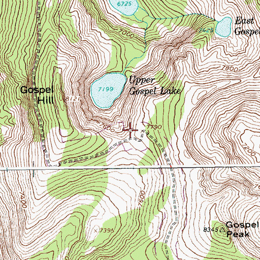 Topographic Map of Upper Gospel Lake Viewpoint, ID