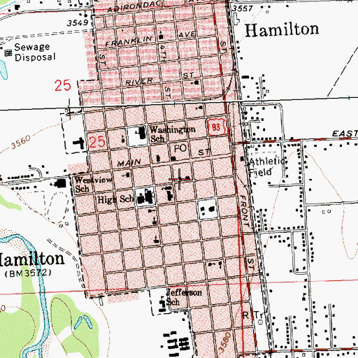 Topographic Map of Bitterroot Public Library, MT
