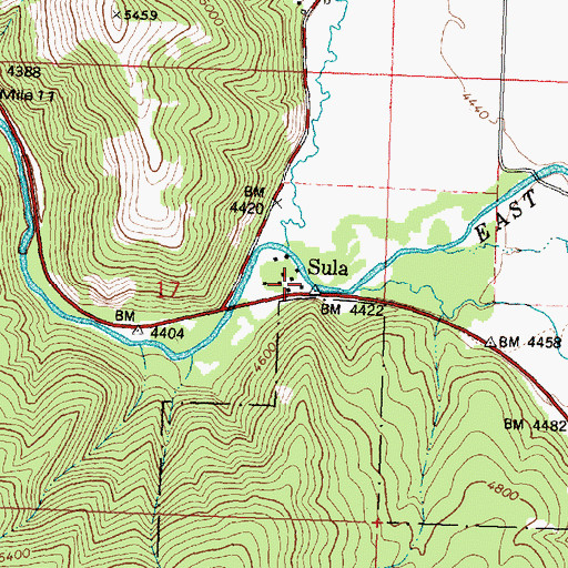 Topographic Map of Sula Store and Campground, MT