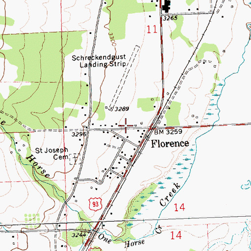 Topographic Map of Florence Fire Station District 1, MT