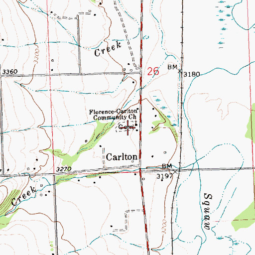 Topographic Map of Florence-Carlton Community Church, MT