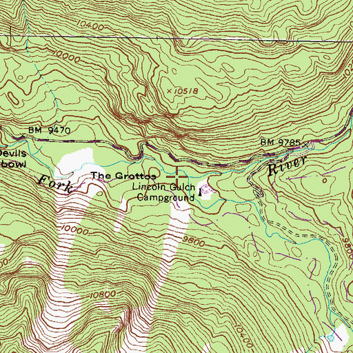 Topographic Map of Lincoln Creek, CO