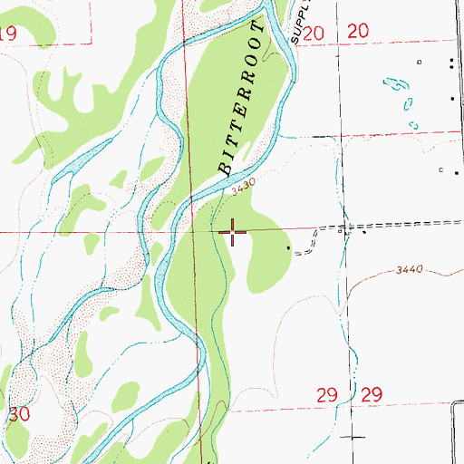 Topographic Map of Cantonment Stevens, MT