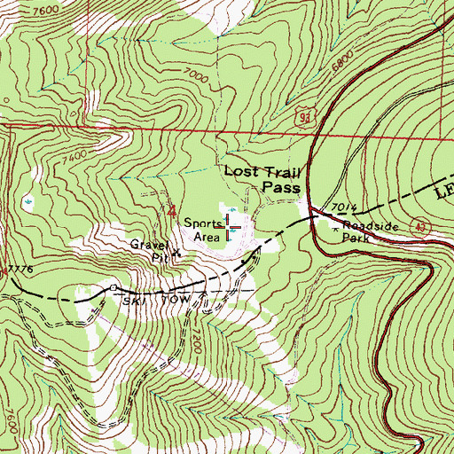 Topographic Map of Lightning Ski Trail, MT
