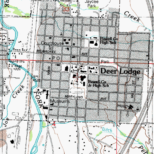 Topographic Map of Granville Stuart School, MT