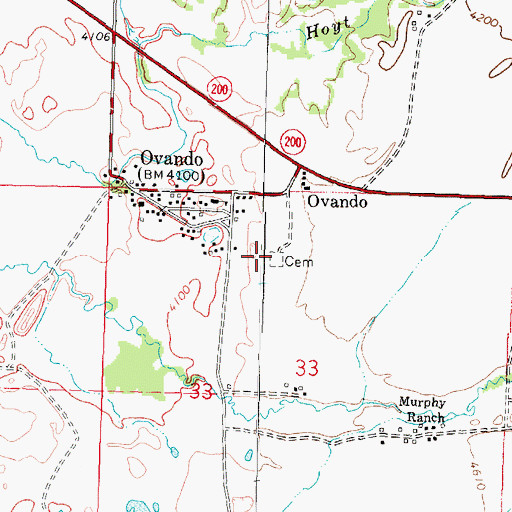 Topographic Map of Ovando Cemetery, MT