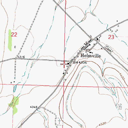 Topographic Map of Helmville Post Office, MT