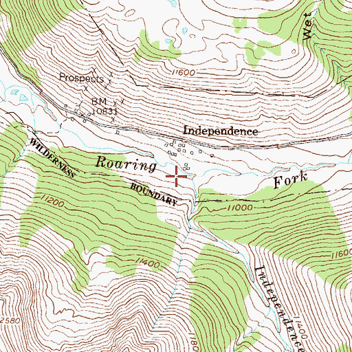 Topographic Map of Independence Creek, CO