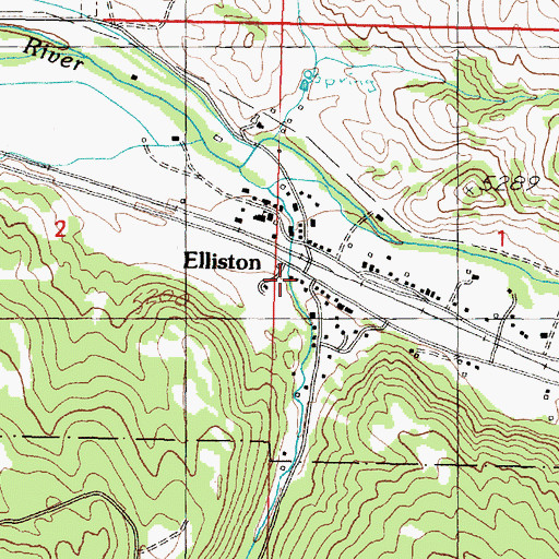 Topographic Map of Elliston Post Office, MT