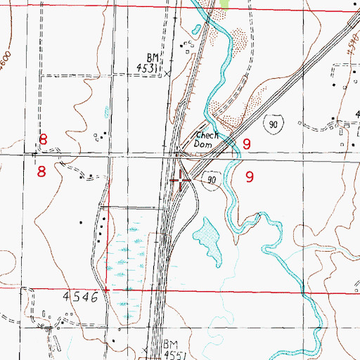 Topographic Map of Interchange 187, MT