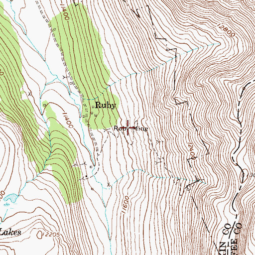 Topographic Map of Ruby Mine, CO