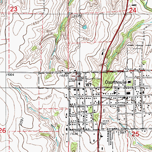 Topographic Map of Arapaho High School, OK