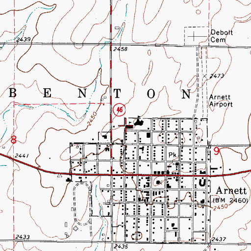Topographic Map of Arnett Elementary School, OK