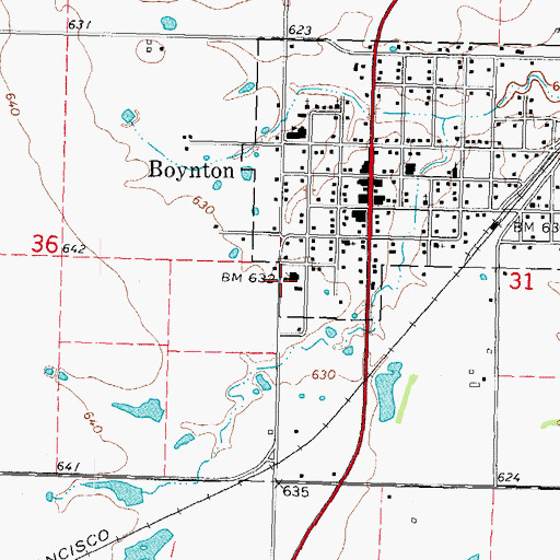 Topographic Map of Boynton - Moton High School, OK