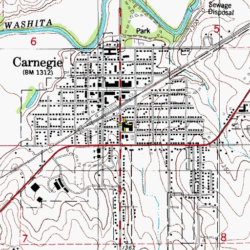 Topographic Map of Carnegie High School, OK