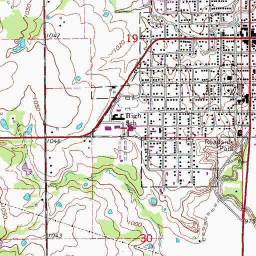 Topographic Map of Comanche Middle School, OK