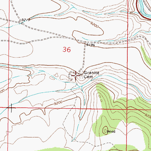 Topographic Map of Granite Cemetery, CO