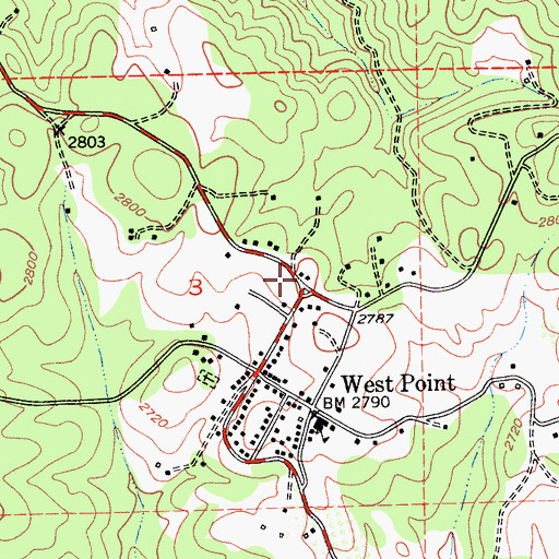 Topographic Map of West Point California Division of Forestry Station, CA