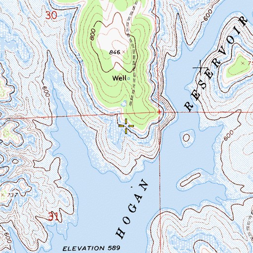 Topographic Map of New Hogan Marina, CA
