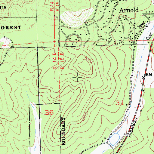 Topographic Map of Meadowmont, CA