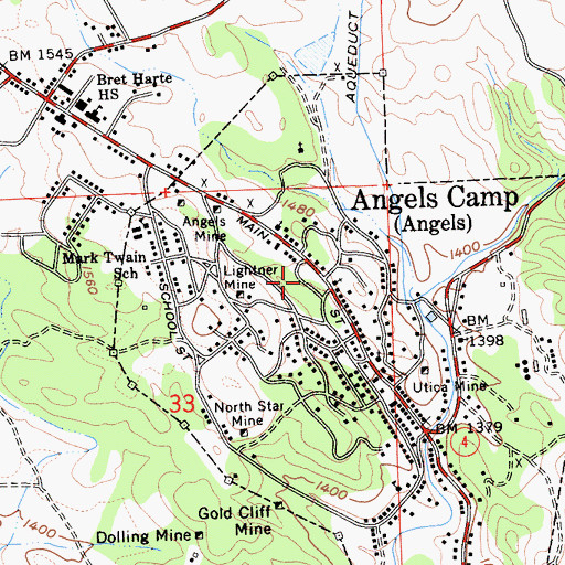 Topographic Map of Utica Park, CA