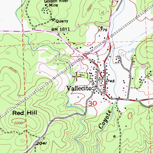 Topographic Map of Vallecito Cemetery Number 1, CA
