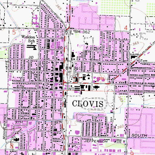 Topographic Map of Clovis Adult School, CA