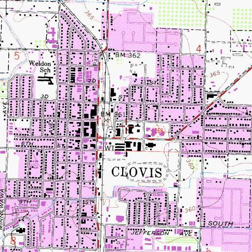 Topographic Map of Clovis Senior Center, CA