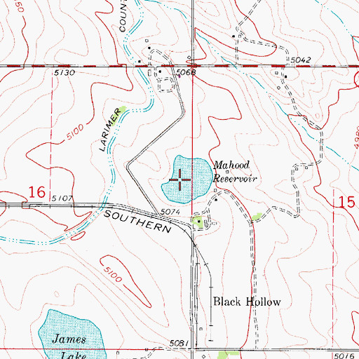 Topographic Map of Mahood Reservoir, CO