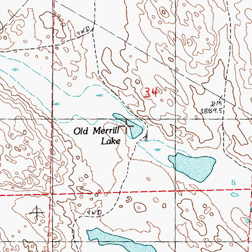 Topographic Map of Old Merrill Lake, NE