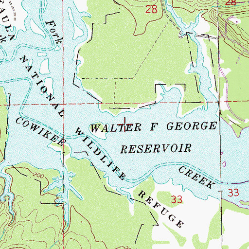 Topographic Map of Hills Lake (historical), AL