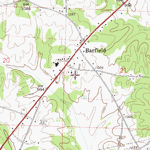 Topographic Map of Barfield Cemetery, AL